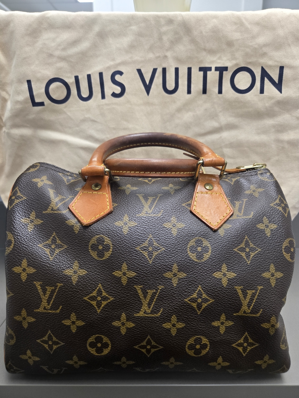 SPEEDY 25 Louis Vuitton Brown Monogram Canvas Speedy with Tan Handles